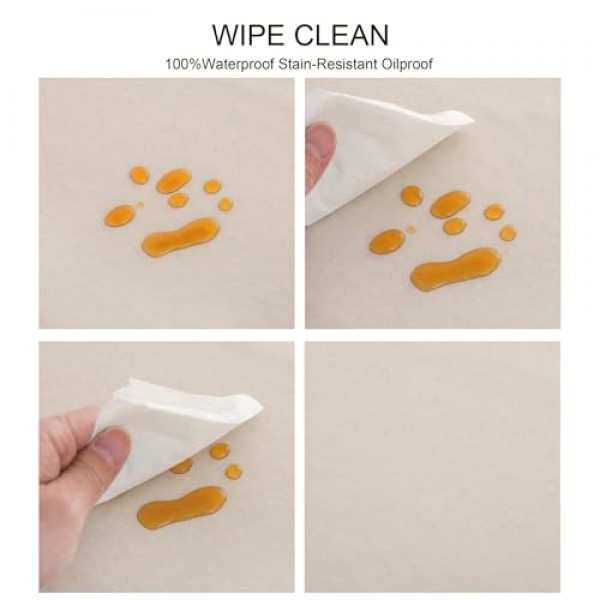 플란넬 뒷면이있는 NLMUVW 비닐 식탁보 100 % 방수 직사각형 PVC 테이블 천 오일 방지 닦아 깨끗한 테이블 커버 다이닝 파티 캠핑 야외, 샴페인, 60 X 84 인치