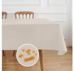 플란넬 뒷면이있는 NLMUVW 비닐 식탁보 100 % 방수 직사각형 PVC 테이블 천 오일 방지 닦아 깨끗한 테이블 커버 다이닝 파티 캠핑 야외, 샴페인, 60 X 84 인치