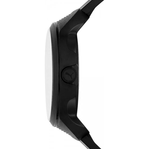 PUMA 남성용 Reset V2 Three-Hand, 블랙 폴리카보네이트 시계, P5092