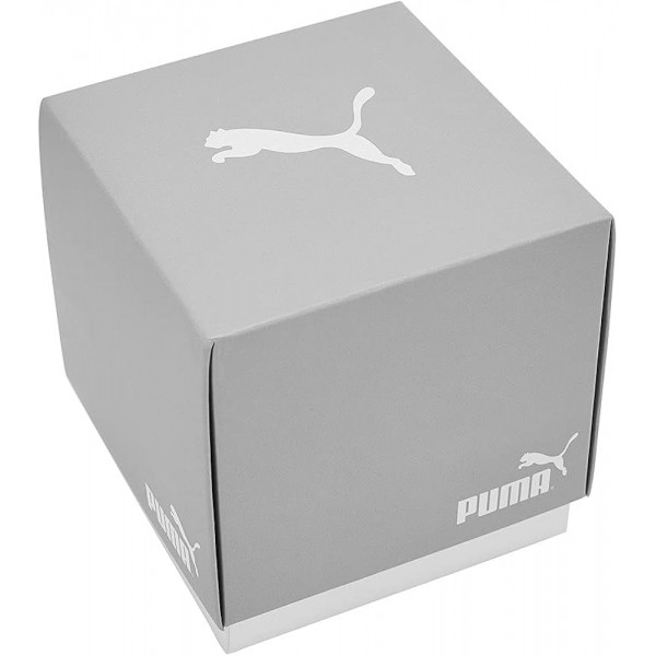 PUMA 남성용 Reset V2 Three-Hand, 블랙 폴리카보네이트 시계, P5092