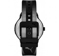 PUMA 남성용 Reset V2 Three-Hand, 블랙 폴리카보네이트 시계, P5092