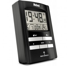 온도 표시 기능이 있는 MEBUS 디지털 라디오 알람 시계, 알람 시간 2개 및 달력, 라디오 시계/재질: 플라스틱/색상: 블랙/모델: 51500, 10.5 x 6.7 x 4 cm