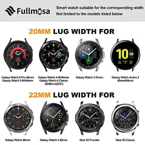 Fullmosa 22mm 가죽 시계 밴드는 Samsung Galaxy Watch 46mm,Galaxy Watch 3 45mm,Gear S3 Frontier/Classic,Huawei Watch GT,Garmin Vivoactive 4/Forerunner 945,Black과 호환됩니다.