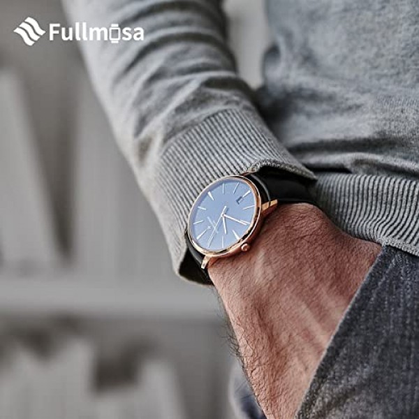 Fullmosa 22mm 가죽 시계 밴드는 Samsung Galaxy Watch 46mm,Galaxy Watch 3 45mm,Gear S3 Frontier/Classic,Huawei Watch GT,Garmin Vivoactive 4/Forerunner 945,Black과 호환됩니다.