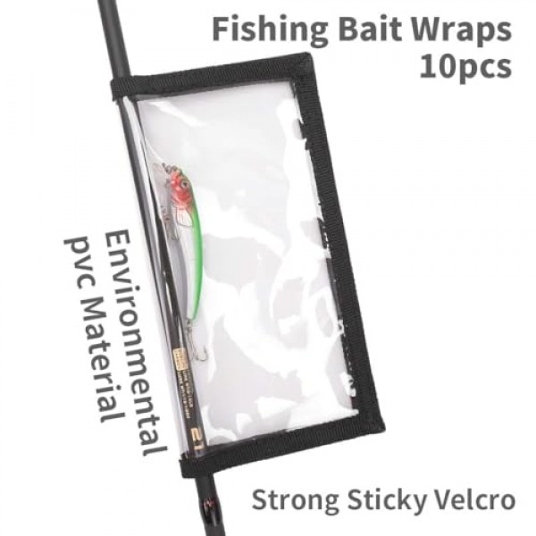 낚시 루어 랩 10팩 내구성이 뛰어난 투명 PVC 루어 커버 낚시를 안전하게 유지 쉽게 미끼 낚시 후크 커버 미끼 보관함 5개 대형 4.3 W x 7.9 L + 5개 중형 3.9 W x 7.1 L(10개 5L+5M)