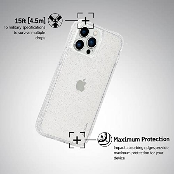 펠리칸 레인저 시리즈 - iPhone 13 Pro Max 케이스 [15피트 군용 등급 낙하 보호] [무선 충전 가능] iPhone 13 Pro Max 6.7인치용 귀여운 블링 글리터 보호 케이스 커버 - 스파클