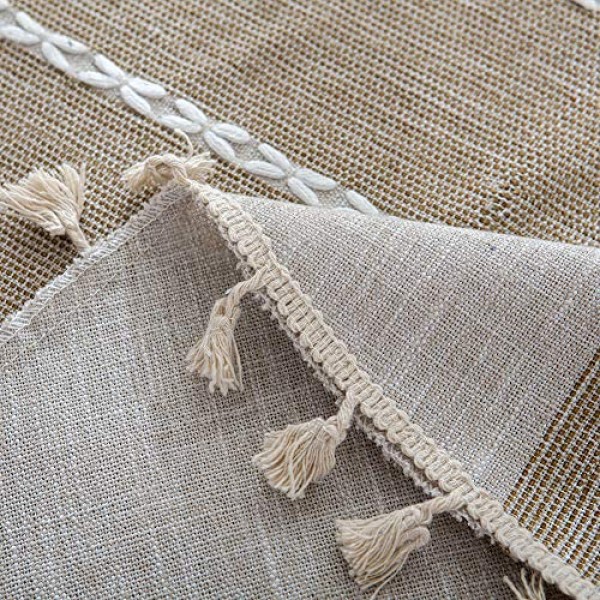 ColorBird 농가 식탁보 헤비 웨이트 스티치 술 면 린넨 주방 식사 탁상 장식용 방진 테이블 천(원형, 60인치, 리넨)