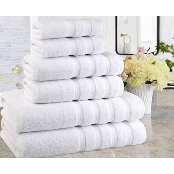 아메리칸 소프트 린넨 100% 터키 카드 면 6피스 타월 세트, 욕실용 560GSM 타월, 슈퍼 소프트 목욕 타월 2개 핸드 타월 2개, 세수 수건 2개, 백설공주