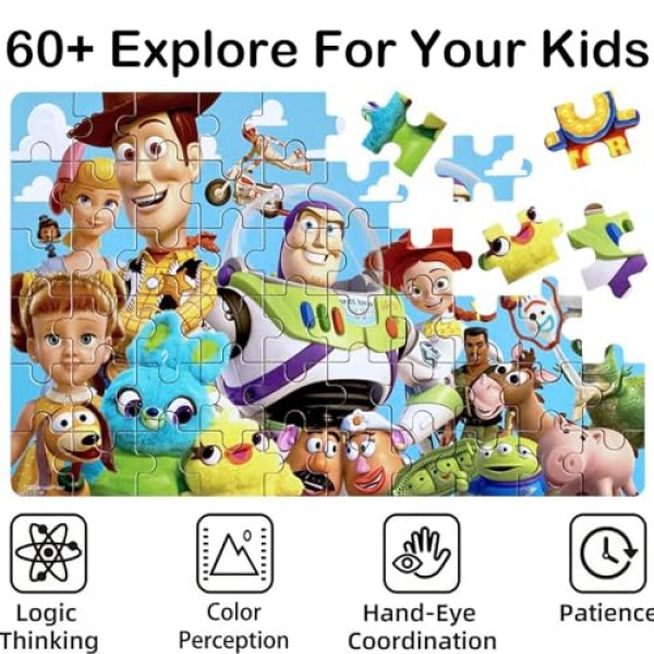 금속 상자에 들어 있는 NEILDEN 퍼즐 60개 어린이용 4-8세 소녀와 소년을 위한 직소 퍼즐 어린이를 위한 훌륭한 선물
