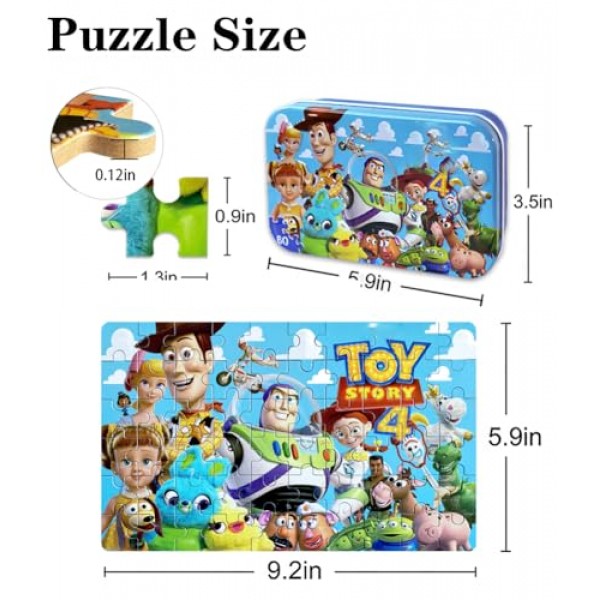 금속 상자에 들어 있는 NEILDEN 퍼즐 60개 어린이용 4-8세 소녀와 소년을 위한 직소 퍼즐 어린이를 위한 훌륭한 선물