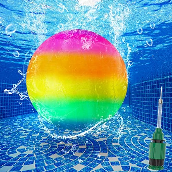 Hiboom 수영장 다이빙 공 수중, 풀 청소년, 성인을 위한 물 통과, 드리블, 다이빙 및 수영장 게임을 위한 물 충전 어댑터가 있는 장난감 공(밝은 스타일)