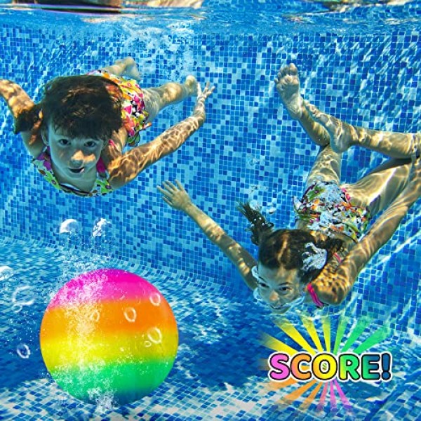 Hiboom 수영장 다이빙 공 수중, 풀 청소년, 성인을 위한 물 통과, 드리블, 다이빙 및 수영장 게임을 위한 물 충전 어댑터가 있는 장난감 공(밝은 스타일)