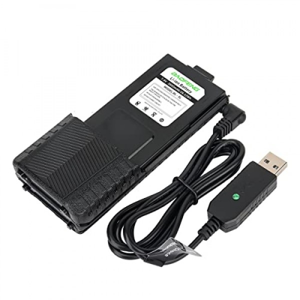 BAOFENG 2팩 BL-5 3800mAh 확장 배터리 워키토키 UV-5R BF-8HP UV-5RX3 RD-5R UV-5RTP UV-5R MK2 MK3X MK5 Plus 등(2팩 3800mAh 배터리 + USB 충전기 케이블)