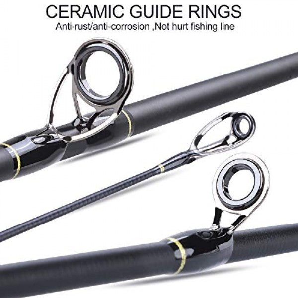 Sougayilang 낚싯대, 24톤 탄소 섬유 캐스팅 및 스피닝 로드 - 2개 조각, 트윈 팁 로드