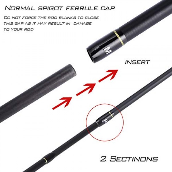 Sougayilang 낚싯대, 24톤 탄소 섬유 캐스팅 및 스피닝 로드 - 2개 조각, 트윈 팁 로드