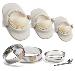 MUMSUNG 만두 제조기, Empanadas 프레스 금형 제조기 세트, 반죽 커터 포함, 만두 금형 세트, Pierogi, Pastelitos, Calzone, Turnovers, Chinese Dumpling, 3Sizes (L/4+M/3+S/2.6) (화이트)