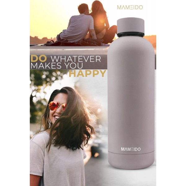 MAMEIDO 스테인레스 스틸 음료수 병 750ml Taupe Gray - 누수 방지 보온병, 물병 BPA 무료, 진공 플라스크, 마시는 병 스테인레스 스틸 커피 및 차