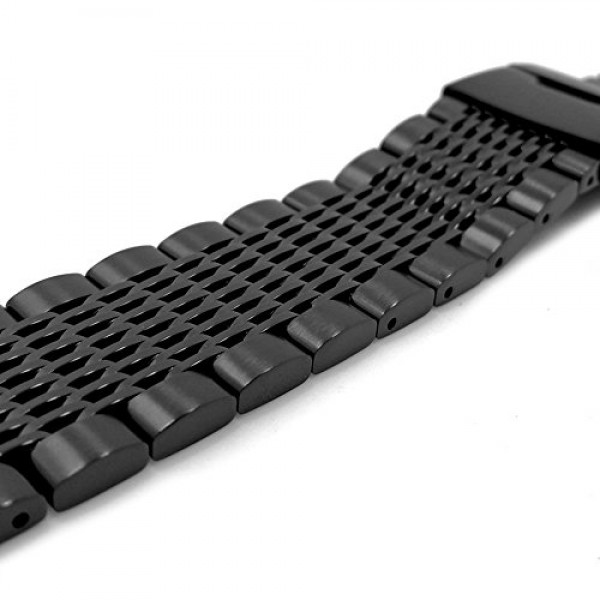 남성용 여성용 솔리드 스테인레스 스틸 메쉬 시계 밴드 닦았 중간 광택 금속 시계 스트랩 팔찌 배포 걸쇠 20mm 22mm 24mm 블랙 실버 블루 골드 로즈 골드