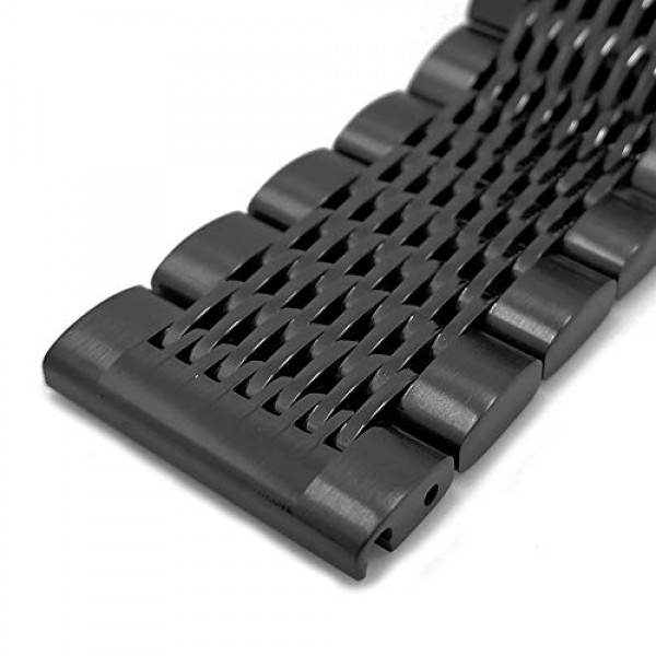 남성용 여성용 솔리드 스테인레스 스틸 메쉬 시계 밴드 닦았 중간 광택 금속 시계 스트랩 팔찌 배포 걸쇠 20mm 22mm 24mm 블랙 실버 블루 골드 로즈 골드