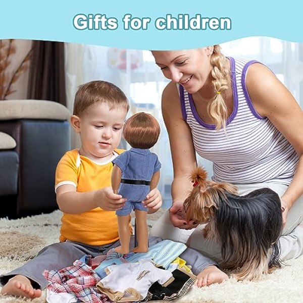 18인치 소년 인형 의류 액세서리 - Logan 18 Pcs 6 세트 인형 의상 패션 일일 의상 세트는 모든 18인치 인형에 적합