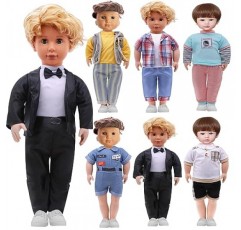 18인치 소년 인형 의류 액세서리 - Logan 18 Pcs 6 세트 인형 의상 패션 일일 의상 세트는 모든 18인치 인형에 적합