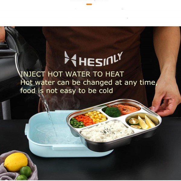 Merecho 도시락 도시락 상자, 칸막이와 칼 붙이가있는 스테인리스 도시락, 전자 레인지 및 식기 세척기를위한 1200ml 보관 상자, 학교 작업 피크닉 여행