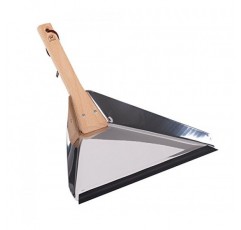 REDECKER 고강도 스테인레스 스틸 델타 더스트 팬, 가정 및 실외 사용을 위한 14-1/8인치 기름 칠한 너도밤나무 손잡이가 있는 대형 쓰레받기, 산업 품질, 독일산