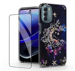 Motorola G Stylus 5G 2022 케이스, 강화 유리 화면 보호기, Moto G Stylus 5G 2022 (Wiccan) 용 충격 방지 낙하 보호 2 in 1 하이브리드 하드 PC 소프트 TPU 케이스