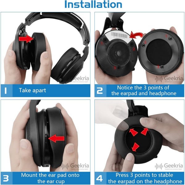 Razer Man O' War 7.1 무선/유선, Destiny 2/Overwatch Tournament Edition 게임용 헤드폰 이어 패드 헤드셋 이어 패드(검은색)용 Geekria QuickFit 교체용 이어 패드