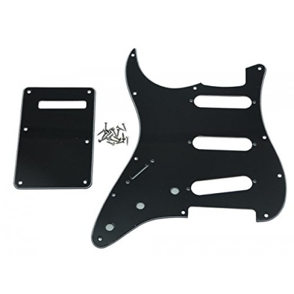 KAISH Lefty ST/Strat 스타일 SSS 픽가드 왼손잡이 트레몰로 트렘 커버 백 플레이트 미국/멕시코 Stratocaster/Strat Black 3 Ply