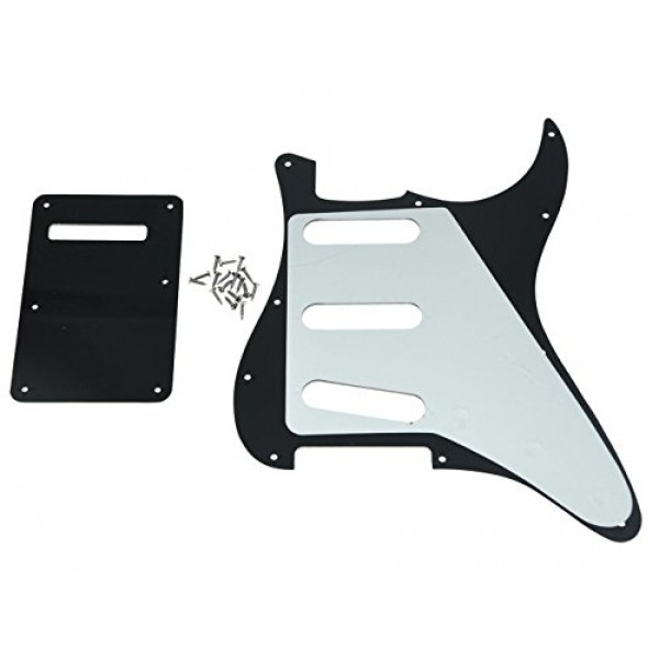 KAISH Lefty ST/Strat 스타일 SSS 픽가드 왼손잡이 트레몰로 트렘 커버 백 플레이트 미국/멕시코 Stratocaster/Strat Black 3 Ply