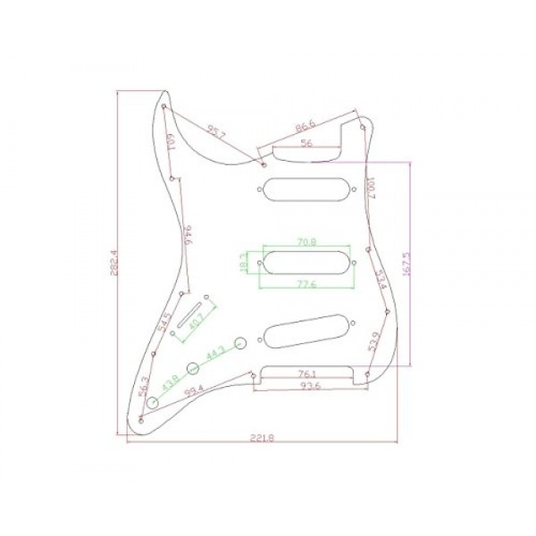KAISH Lefty ST/Strat 스타일 SSS 픽가드 왼손잡이 트레몰로 트렘 커버 백 플레이트 미국/멕시코 Stratocaster/Strat Black 3 Ply