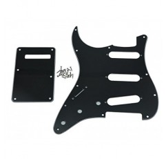 KAISH Lefty ST/Strat 스타일 SSS 픽가드 왼손잡이 트레몰로 트렘 커버 백 플레이트 미국/멕시코 Stratocaster/Strat Black 3 Ply