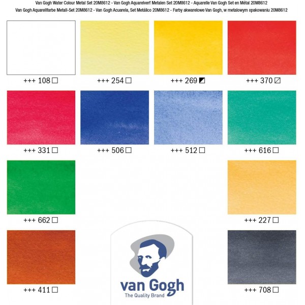 Van Gogh Waterclr BX 팬, 12 일반(메탈틴), 원 사이즈