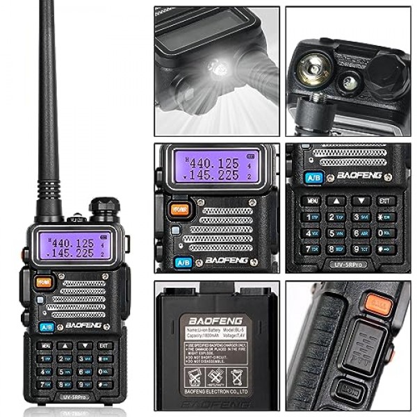 BaoFeng UV-5R Pro 5 팩 고출력 라디오 144-148Mhz/420-450Mhz Ham 라디오 오프로드용 TIDRADIO-771 안테나 워키 토키가 장착된 휴대용 양방향 라디오