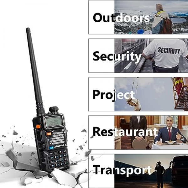 BaoFeng UV-5R Pro 5 팩 고출력 라디오 144-148Mhz/420-450Mhz Ham 라디오 오프로드용 TIDRADIO-771 안테나 워키 토키가 장착된 휴대용 양방향 라디오