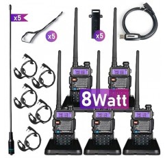 BaoFeng UV-5R Pro 5 팩 고출력 라디오 144-148Mhz/420-450Mhz Ham 라디오 오프로드용 TIDRADIO-771 안테나 워키 토키가 장착된 휴대용 양방향 라디오