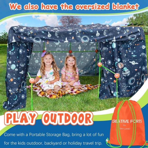 Tiny Land 야외 완구 - 건설 완구 5+ - 어린이를 위한 DIY 크리에이티브 세트 - 130개 동굴 건설 빌딩 완구, 실내 극장 동굴 소녀 소년