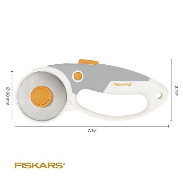 Fiskars 직물용 60mm 로터리 커터 - 티타늄 로터리 커터 블레이드 - 공예 용품 - 공예, 봉제 및 퀼팅 프로젝트 - 흰색