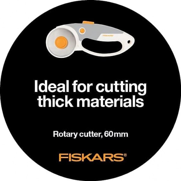 Fiskars 직물용 60mm 로터리 커터 - 티타늄 로터리 커터 블레이드 - 공예 용품 - 공예, 봉제 및 퀼팅 프로젝트 - 흰색