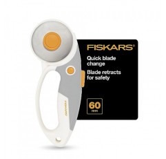 Fiskars 직물용 60mm 로터리 커터 - 티타늄 로터리 커터 블레이드 - 공예 용품 - 공예, 봉제 및 퀼팅 프로젝트 - 흰색