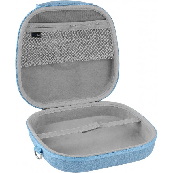 AirPod Max 이어폰 케이스와 호환되는 Geekria Shield 이어폰 케이스, 스마트 케이스 및 액세서리 보관을 위한 공간이 있는 교체용 하드 쉘 여행용 휴대용 케이스(파란색)