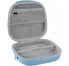 AirPod Max 이어폰 케이스와 호환되는 Geekria Shield 이어폰 케이스, 스마트 케이스 및 액세서리 보관을 위한 공간이 있는 교체용 하드 쉘 여행용 휴대용 케이스(파란색)