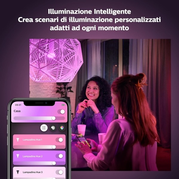 Philips Hue White & Col. Amb. E27 더블 팩 2x800lm 75W + 무선 디밍 스위치, 설치 없이 편안한 디밍