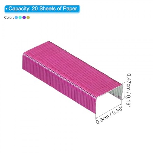 스테이플러용 PATIKIL 스테이플, 4팩(팩당 1000개 스테이플) #10 홈 오피스 용품용 미니 3/16인치 길이 스테이플 잼 없음, 로즈 레드/블루/옐로우/그린