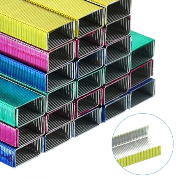 스테이플러용 PATIKIL 스테이플, 4팩(팩당 1000개 스테이플) #10 홈 오피스 용품용 미니 3/16인치 길이 스테이플 잼 없음, 로즈 레드/블루/옐로우/그린