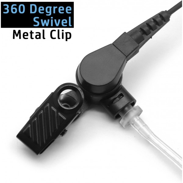 Newashan 헤드셋 이어폰 교체 모토로라 라디오 mth600 mth650 mth800 mth850 mtp850 mts850 반투명 튜브 이어팁 및 ptt가있는 1 핀 워키 토키 저소음 키트