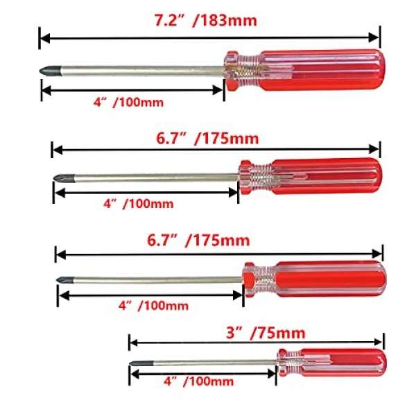 Rannb 삼중 날개 스크루드라이버 세트 자기 포인트 Y 팁 4개 크기 3mm, 4mm, 5mm, 6mm - 4개