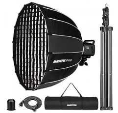 Godox MS300 스트로브 라이트 사진 키트, 300W 스트로브 플래시, Godox 2.4G 무선 X 시스템 내장, 재활용 시간 0.1~1.8S, Bowens 마운트(P60 빠른 설치 포함) 소프트박스 + 라이트 스