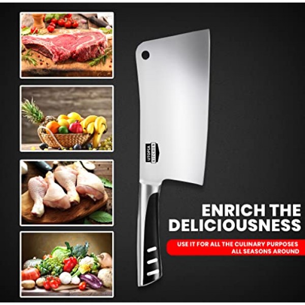 Utopia Kitchen - 가정용 주방 및 레스토랑용 7인치 식칼 주방 칼 다지기 정육점 칼 스테인레스 스틸(검은색)